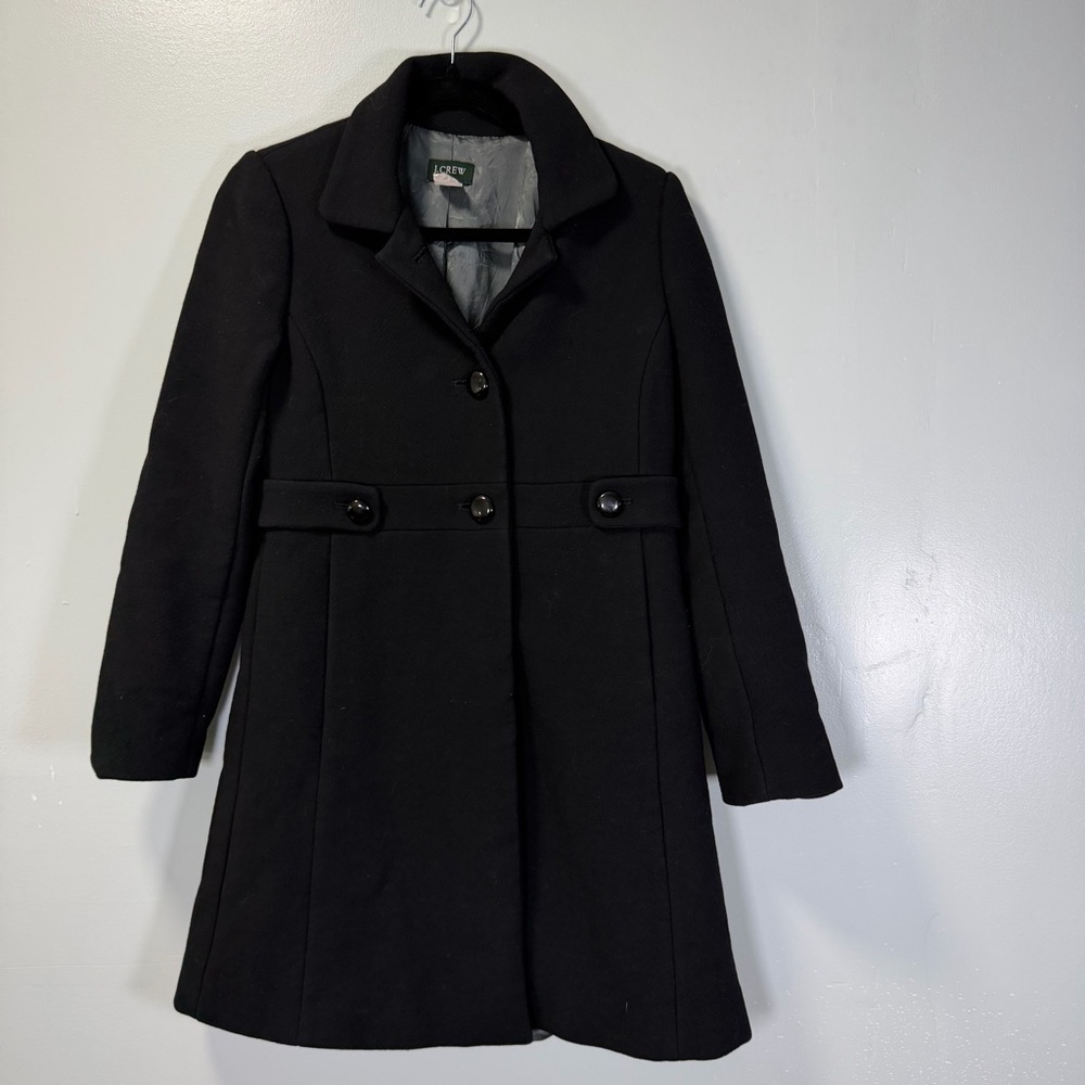 J. Crew Classic Black Single Breasted Pea Coat Size 2